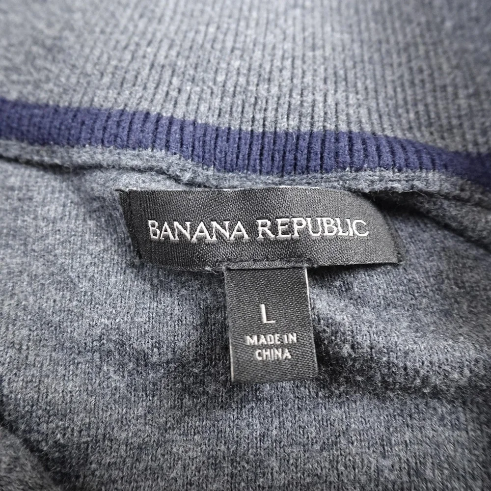 Banana Republic Sweater‎ Mens L Gray Knit 1/4 Zip Mock Neck Pullover Sweatshirt